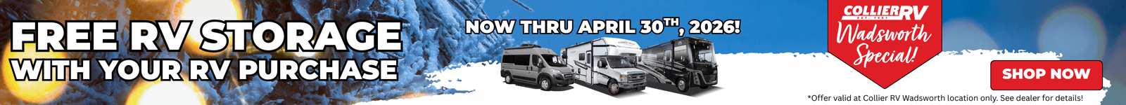 Wadsworth Special: Free RV Storage with RV Purchase
